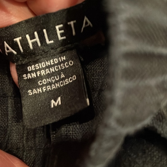 Athleta Retreat 100% Linen Ankle Black Pant Size Medium Style #851027 - Picture 8 of 12